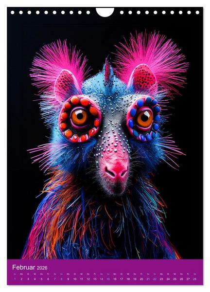 Produktbild: Neon-Evolution - Fluoreszierende Fantasietiere der KI-Welt (Wandkalender 2026 DIN A4 hoch), CALVENDO Monatskalender