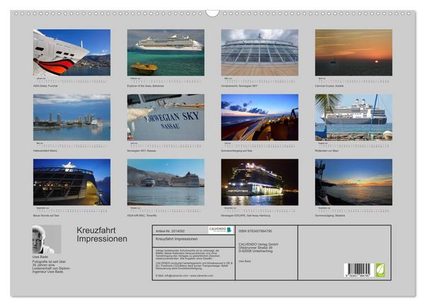 Produktbild: Kreuzfahrt Impressionen (Wandkalender 2026 DIN A2 quer), CALVENDO Monatskalender