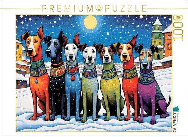 Produktbild: CALVENDO Puzzle Bunte Hunde - kalte Pfoten, warme Herzen | 1000 Teile Lege-Gr&ouml;&szlig;e 64x48cm Foto-Puzzle f&uuml;r gl&uuml;ckliche Stunden