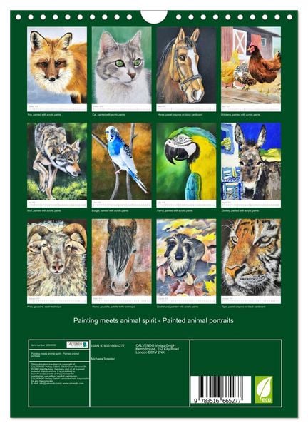 Produktbild: Painting meets animal spirit - Painted animal portraits (Wall Calendar 2026 DIN A4 portrait), CALVENDO 12 Month Wall Calendar