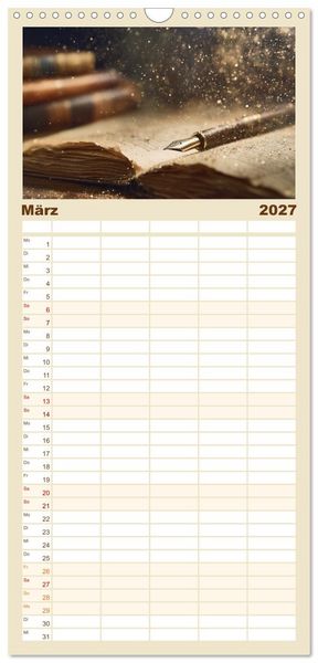 Produktbild: Familienplaner 2027 - Zeitgefl&uuml;ster mit 5 Spalten (Wandkalender, 21 x 45 cm) CALVENDO
