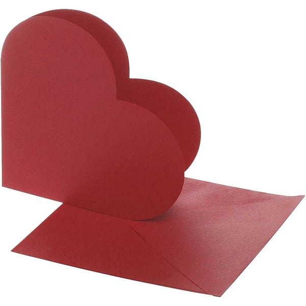 Produktbild: Creativ Company Karten in Herzform, Kartengr&ouml;&szlig;e 12,5x12,5 cm, Umschlaggr&ouml;&szlig;e 13,5x13,5 cm, rot, 10er Set