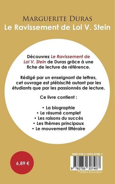 Produktbild: Fiche de lecture Le Ravissement de Lol V. Stein (&Eacute;tude int&eacute;grale)