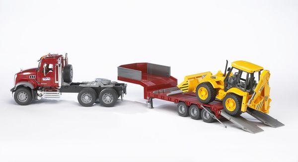 Produktbild: Bruder 02813 MACK Granite LKW , Tieflader und Bagger