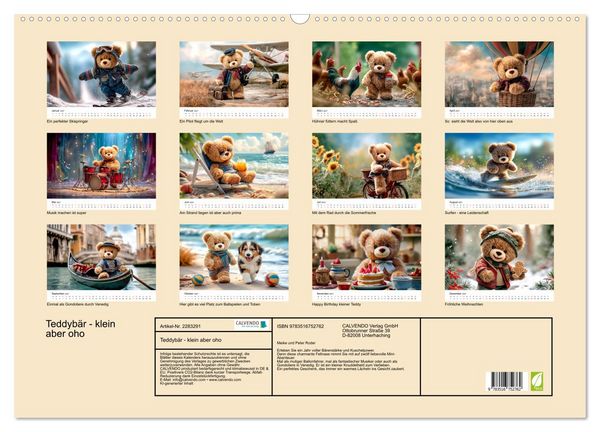 Produktbild: Teddyb&auml;r - klein aber oho (Wandkalender 2027 DIN A2 quer), CALVENDO Monatskalender