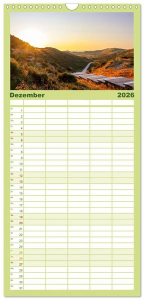 Produktbild: Familienplaner 2026 - Sylt - Magie der Abendstunden mit 5 Spalten (Wandkalender, 21 x 45 cm) CALVENDO