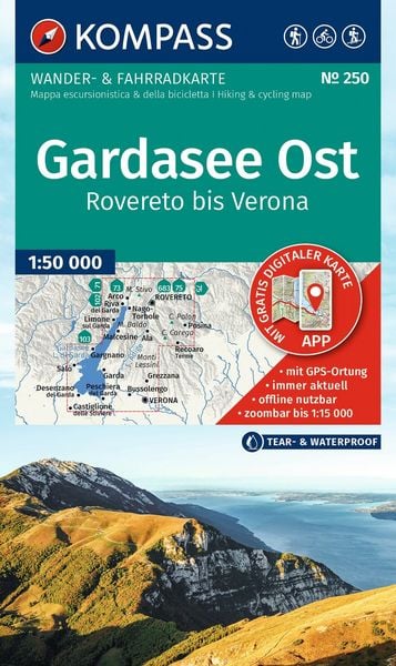 KOMPASS Wanderkarte 250 Gardasee Ost, Rovereto bis Verona 1:50.000, Sonstige von , Kompass-Karten, 978-3-99154-572-9