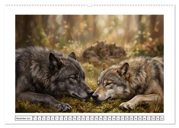 Produktbild: W&ouml;lfe - Die Alpha-Familie (hochwertiger Premium Wandkalender 2027 DIN A2 quer), Kunstdruck in Hochglanz