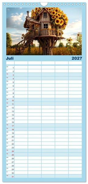 Produktbild: Familienplaner 2027 - Baumh&auml;user - Traumhafte Luftschl&ouml;sser mit 5 Spalten (Wandkalender, 21 x 45 cm) CALVENDO