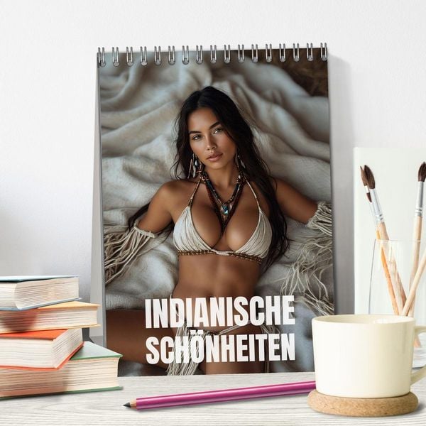 Produktbild: Indianische Sch&ouml;nheiten Kalender: Sinnliche Glamour Frauen in KI Kunst (Tischkalender 2027 DIN A5 hoch), CALVENDO Monatskalender
