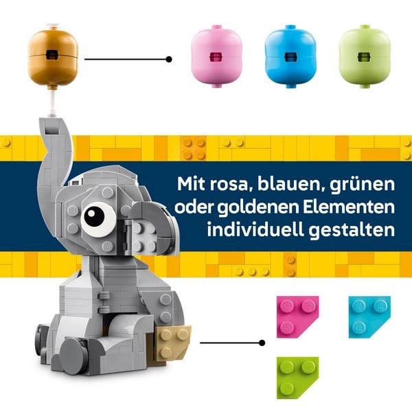 Produktbild: LEGO 40814 Schwebender Baby-Elefant, Wohn-Deko, Geschenk zum Ausstellen f&uuml;r frischgebackene Eltern