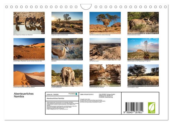 Produktbild: Abenteuerliches Namibia (Wandkalender 2026 DIN A4 quer), CALVENDO Monatskalender