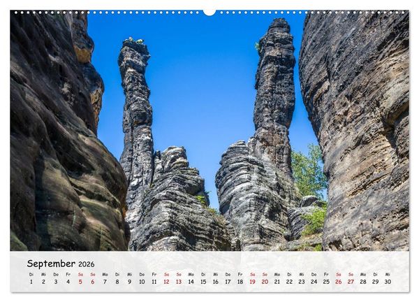 Produktbild: S&auml;chsische Schweiz - Beeindruckende Felsen und unber&uuml;hrte Natur (Wandkalender 2026 DIN A2 quer), CALVENDO Monatskalender