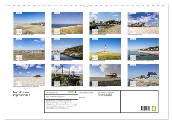 Produktbild: Nord-Ostsee Impressionen (Wandkalender 2026 DIN A2 quer), CALVENDO Monatskalender