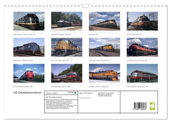 Produktbild: US Diesellokomotiven (Wandkalender 2026 DIN A3 quer), CALVENDO Monatskalender