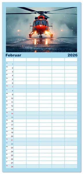 Produktbild: Familienplaner 2026 - Im Bann der Rettung - Rettungshubschrauber mit 5 Spalten (Wandkalender, 21 x 45 cm) CALVENDO