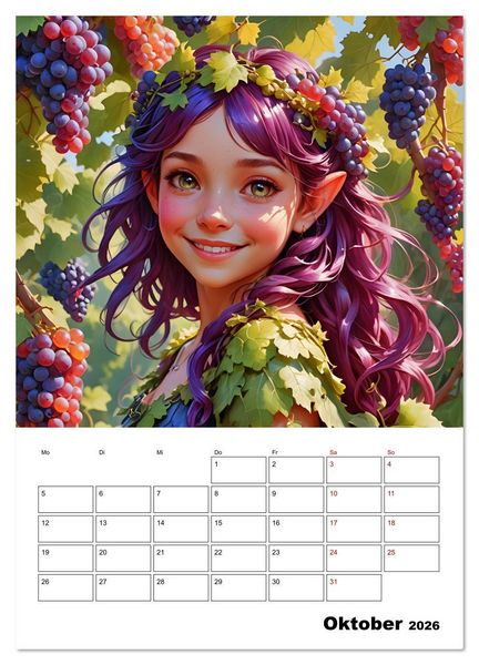 Produktbild: Fruchtiger Elfenzauber (hochwertiger Premium Wandkalender 2026 DIN A2 hoch), Kunstdruck in Hochglanz