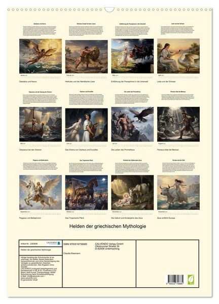 Produktbild: Helden der griechischen Mythologie (Wandkalender 2027 DIN A2 hoch), CALVENDO Monatskalender
