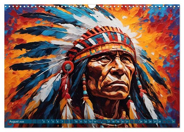 Produktbild: Portraits im Stil amerikanischer Ureinwohner (Wandkalender 2026 DIN A3 quer), CALVENDO Monatskalender