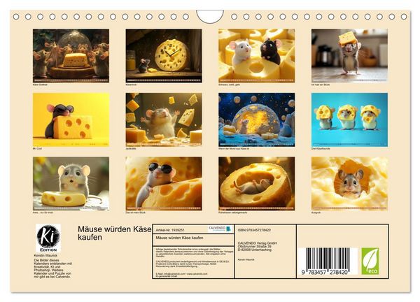Produktbild: M&auml;use w&uuml;rden K&auml;se kaufen (Wandkalender 2026 DIN A4 quer), CALVENDO Monatskalender