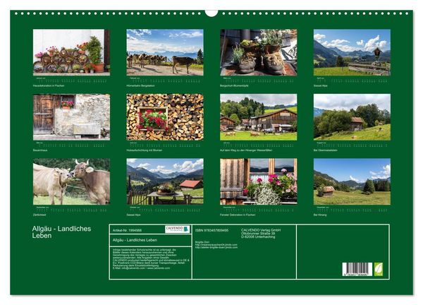Produktbild: Allg&auml;u - Landliches Leben (Wandkalender 2026 DIN A2 quer), CALVENDO Monatskalender