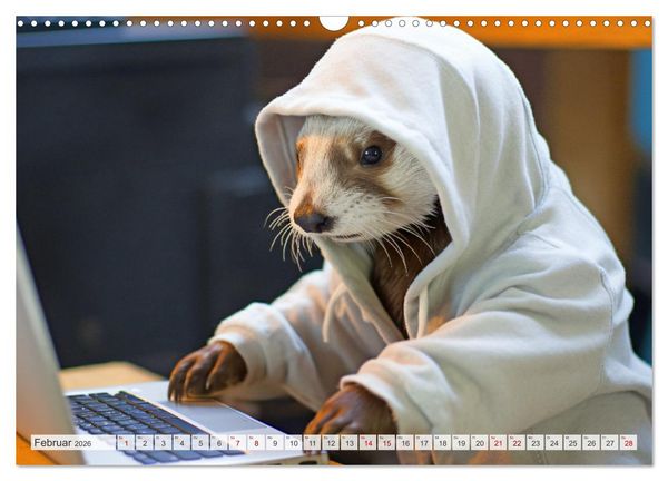 Produktbild: Otter bei der Arbeit (Wandkalender 2026 DIN A3 quer), CALVENDO Monatskalender