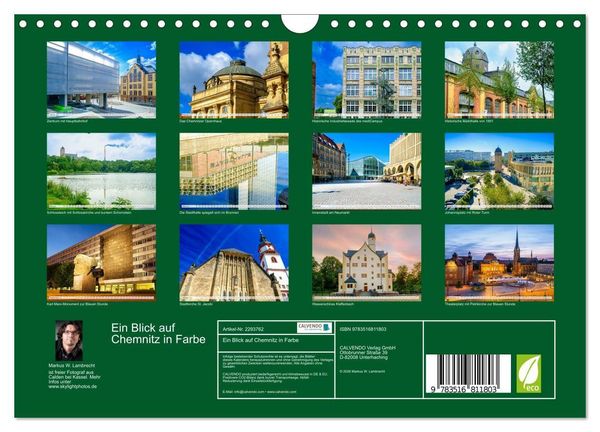 Produktbild: Ein Blick auf Chemnitz in Farbe (Wandkalender 2027 DIN A4 quer), CALVENDO Monatskalender