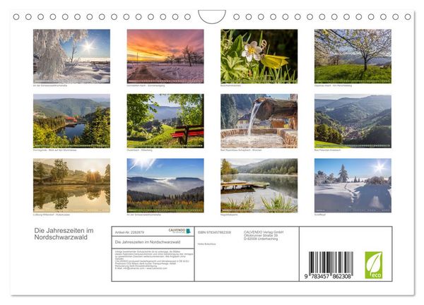 Produktbild: Die Jahreszeiten im Nordschwarzwald (Wandkalender 2026 DIN A4 quer), CALVENDO Monatskalender
