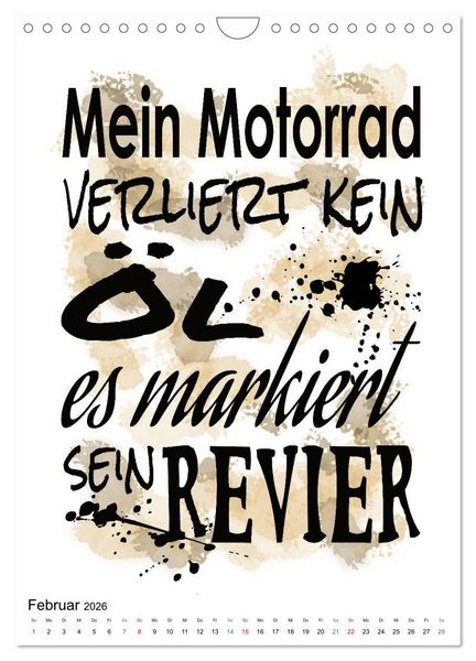 Produktbild: Biker-Spr&uuml;che (Wandkalender 2026 DIN A4 hoch), CALVENDO Monatskalender