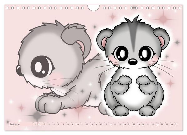 Produktbild: niedliche Kawaii Tiere (Wandkalender 2026 DIN A4 quer), CALVENDO Monatskalender