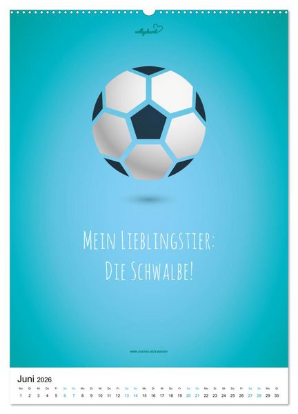 Produktbild: vollgeherzt: Der lustige Zitate-Wandkalender f&uuml;r Fu&szlig;ballfans und Sportbegeisterte! (Wandkalender 2026 DIN A2 hoch), CALVENDO Monatskalender