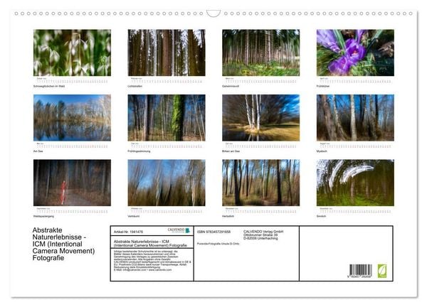 Produktbild: Abstrakte Naturerlebnisse - ICM (Intentional Camera Movement) Fotografie (Wandkalender 2026 DIN A2 quer), CALVENDO Monatskalender
