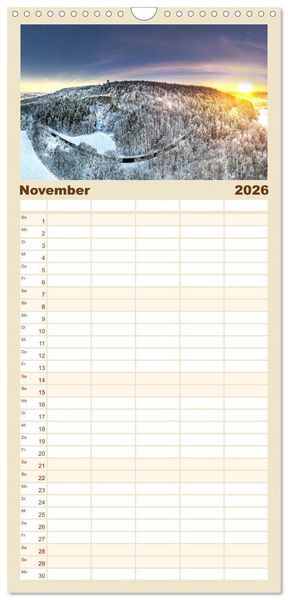 Produktbild: Familienplaner 2026 - Unser Erzgebirge von oben mit 5 Spalten (Wandkalender, 21 x 45 cm) CALVENDO