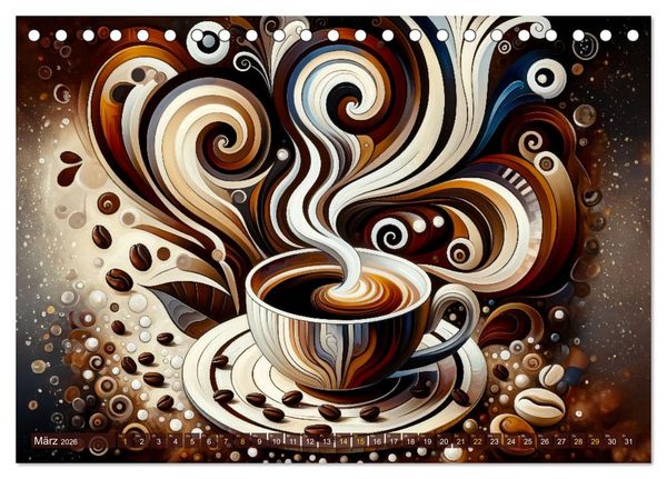 Produktbild: Kaffee & Kunst: Ein Kalender f&uuml;r Genie&szlig;er (Tischkalender 2026 DIN A5 quer), CALVENDO Monatskalender