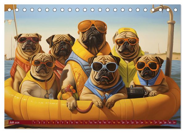 Produktbild: Boteros Hunde - Kunstvoller Kalender im Stile des Boterismo (Tischkalender 2026 DIN A5 quer), CALVENDO Monatskalender