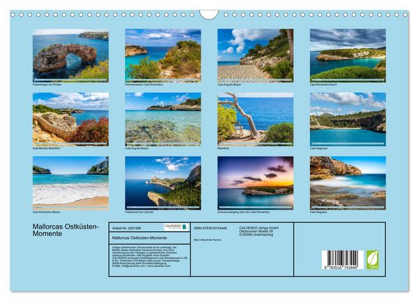 Produktbild: Mallorcas Ostk&uuml;sten-Momente (Wandkalender 2026 DIN A3 quer), CALVENDO Monatskalender