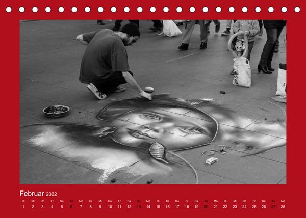 Produktbild: Stra&szlig;enk&uuml;nstler. Impressionen in schwarz-wei&szlig; (Tischkalender 2022 DIN A5 quer)