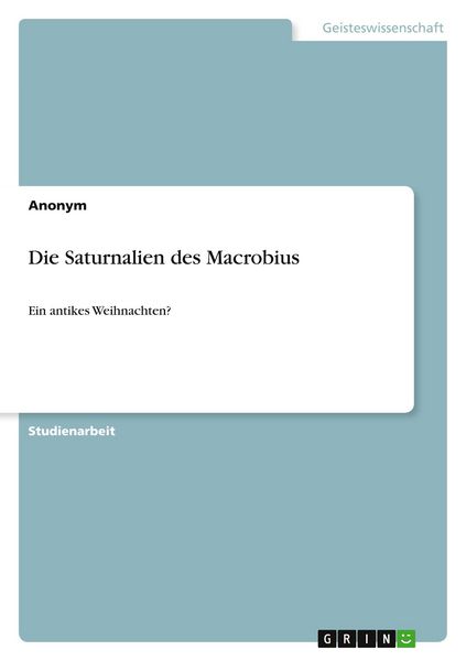 Produktbild: Die Saturnalien des Macrobius