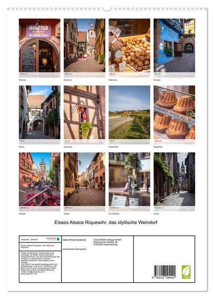 Produktbild: Elsass Alsace Riquewihr, das idyllische Weindorf (hochwertiger Premium Wandkalender 2026 DIN A2 hoch), Kunstdruck in Hochglanz