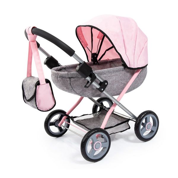 Produktbild: Puppenwagen Cosy grau/rosa 63x34x58cm