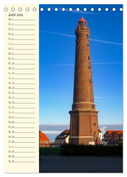 Produktbild: Deutsche Leuchtt&uuml;rme - maritimer Geburtstagsplaner (Tischkalender 2026 DIN A5 hoch), CALVENDO Monatskalender