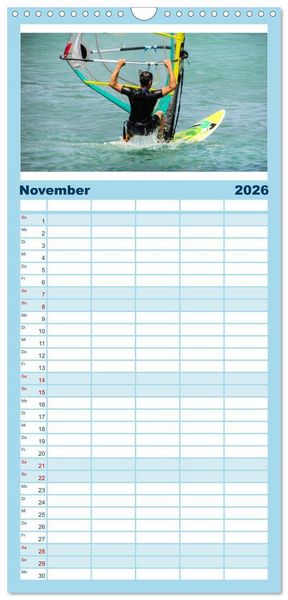 Produktbild: Familienplaner 2026 - Spektakul&auml;res Wellen- und Windsurfen mit 5 Spalten (Wandkalender, 21 x 45 cm) CALVENDO