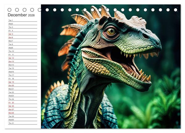 Produktbild: AI Dino Delights Mesmerizing Views of Prehistoric Life (Desk Calendar 2026 DIN A5 landscape), CALVENDO 12 Month DeskCalendar