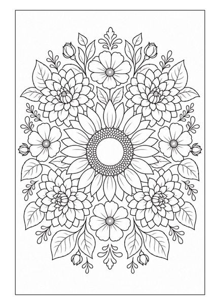 Produktbild: Mandala Blumen Malbuch f&uuml;r Erwachsene mit 100 floralen Ausmalmotiven