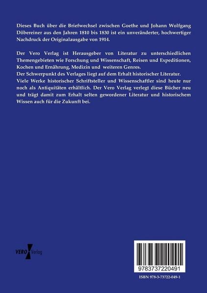 Produktbild: Briefwechsel zwischen Goethe und Johann Wolfgang D&ouml;bereiner