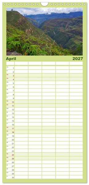Produktbild: Familienplaner 2027 - Bekanntes und Unbekanntes Peru mit 5 Spalten (Wandkalender, 21 x 45 cm) CALVENDO