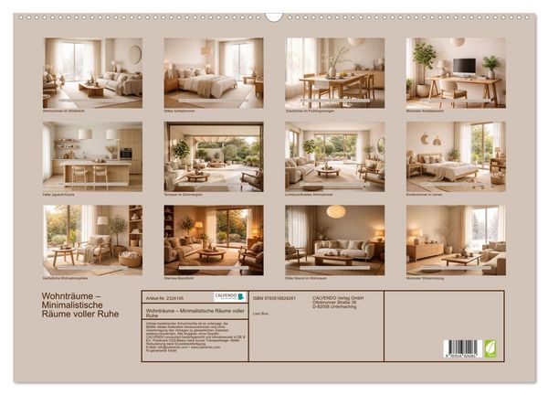 Produktbild: Wohntr&auml;ume &ndash; Minimalistische R&auml;ume voller Ruhe (Wandkalender 2027 DIN A2 quer), CALVENDO Monatskalender