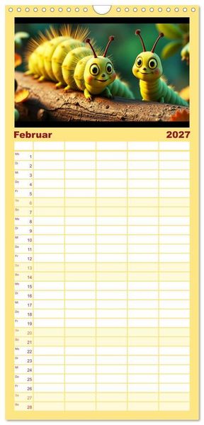 Produktbild: Familienplaner 2027 - Raupen-Rabatz - Ein Jahr voller Krabbelspa&szlig; mit 5 Spalten (Wandkalender, 21 x 45 cm) CALVENDO