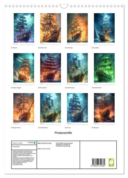 Produktbild: Piratenschiffe (Wandkalender 2026 DIN A3 hoch), CALVENDO Monatskalender