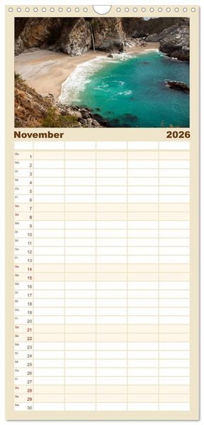 Produktbild: Familienplaner 2026 - Kalifornien USA mit 5 Spalten (Wandkalender, 21 x 45 cm) CALVENDO